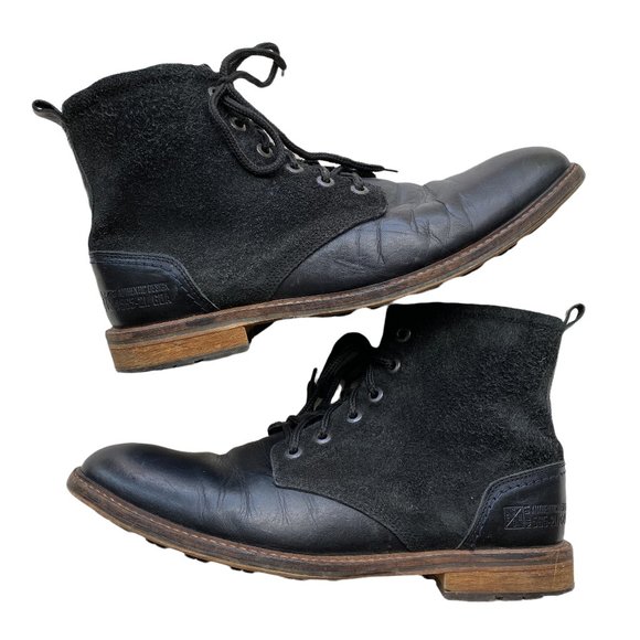 Bull Boxer Vantage 10 Leather Suede Black Biker Ankle Lace Up Boots Biker Core - Picture 3 of 15